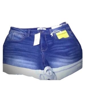 NWT Never‎ Take Me Off Knit denim cuff shorts Size 7 Mid Rise
